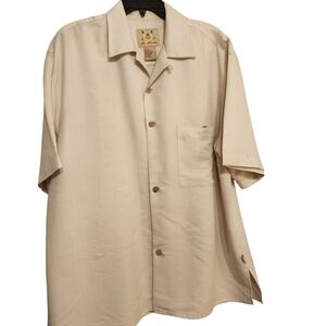 Joe Marlin Cream Short Sleeve Button-Up Shirt Great Piece To TYE DYE !!